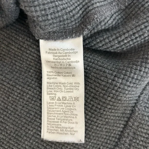 J.Crew XL Gray Waffle Knit Henley Long Sleeve Shirt Thermal Casual Top - Picture 10 of 10